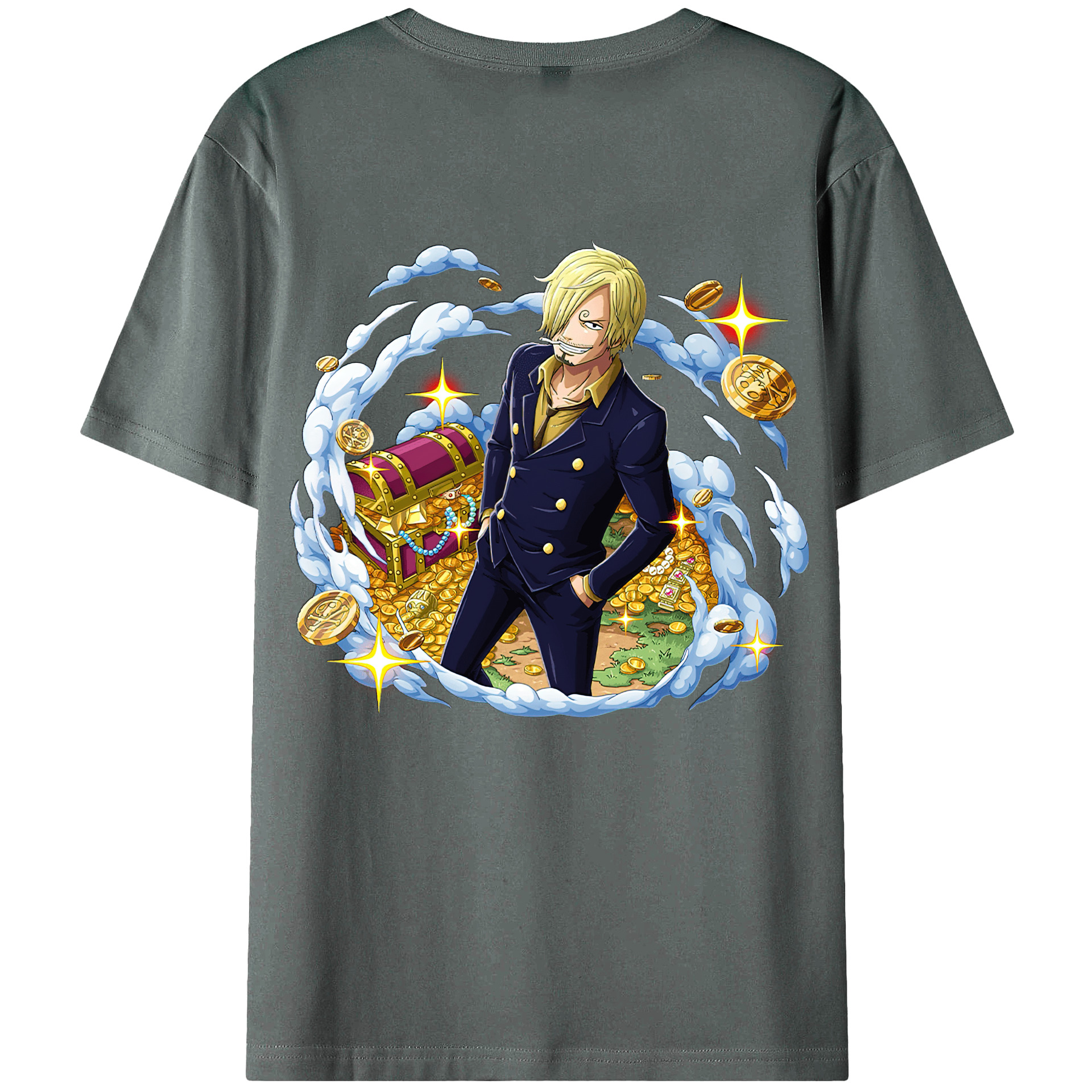 （画像用） ワンピース サンジ ONE PIECE Sanji 綿100％ メンズ半袖Tシャツ（バックプリント） 通気性